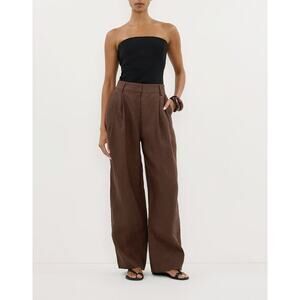 DISSH Soraya Wide Leg Relaxed Trouser Pants Chocolate Brown Pleated SZ 4 US